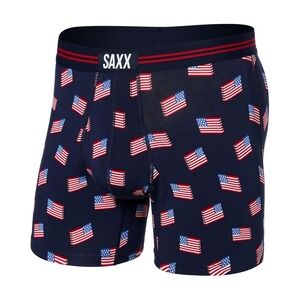 NIB $34 SAXX [ Large ] Vibe Super Soft Boxer Brief American Flag Blue #7116